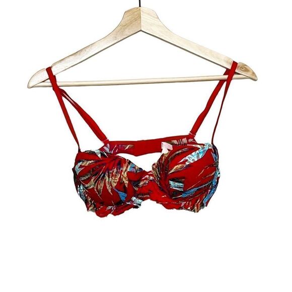 Pink Victoria’s Secret red date night tropical lace print padded push up bra siz - Picture 1 of 14